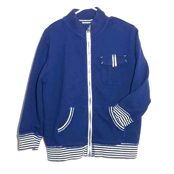 Genuine Kids Oshkosh Navy Stripe Sweater Jacket 4T - Picture 1 of 4